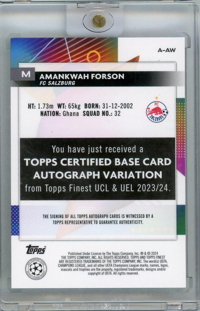 2023-24 Finest UEFA Club Competitions Amankwah Forson Autograph 09/99 FC Salzburg