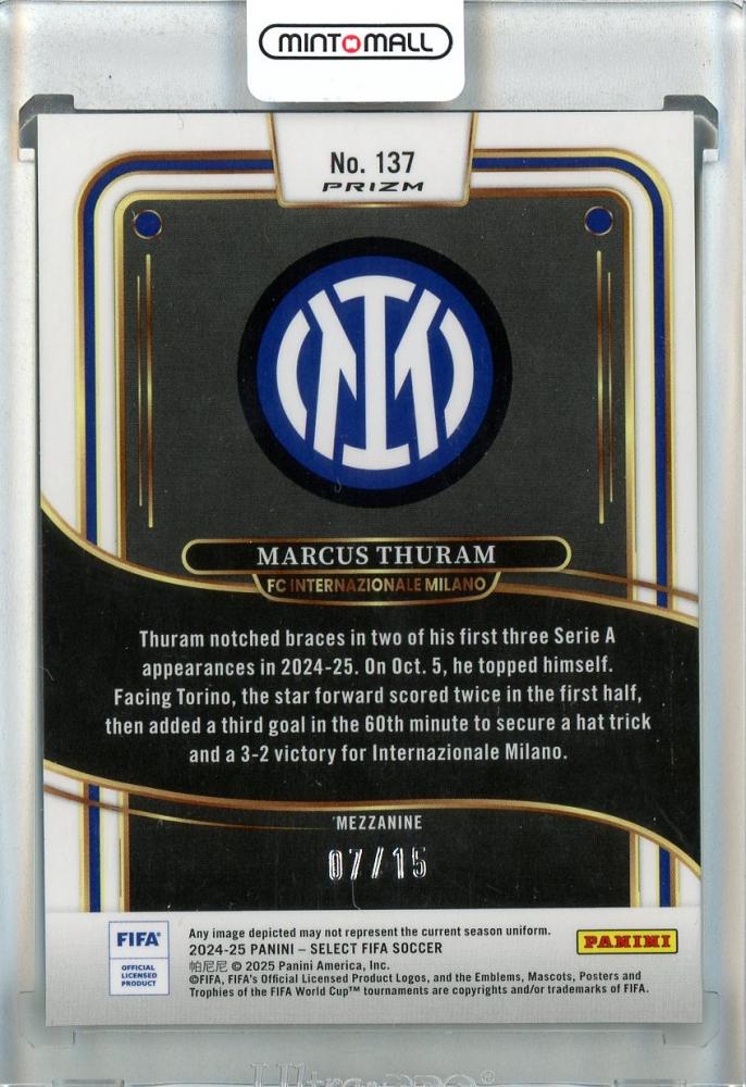 2024-25 Panini Select FIFA Soccer Marcus Thuram Tessellation #13707/15 Inter Milan