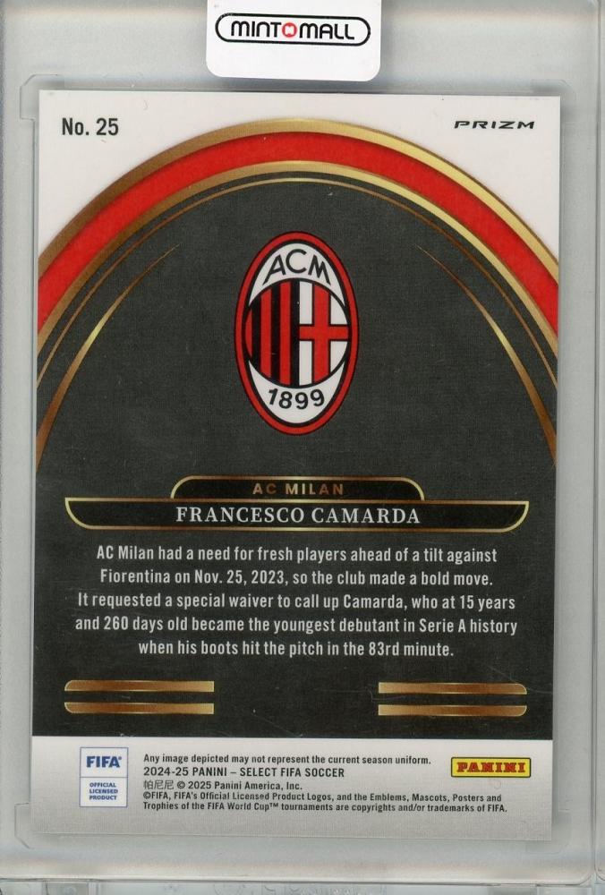 2024-25 PANINI SELECT FIFA Francesco Camarda Future Silver#25 AC Milan