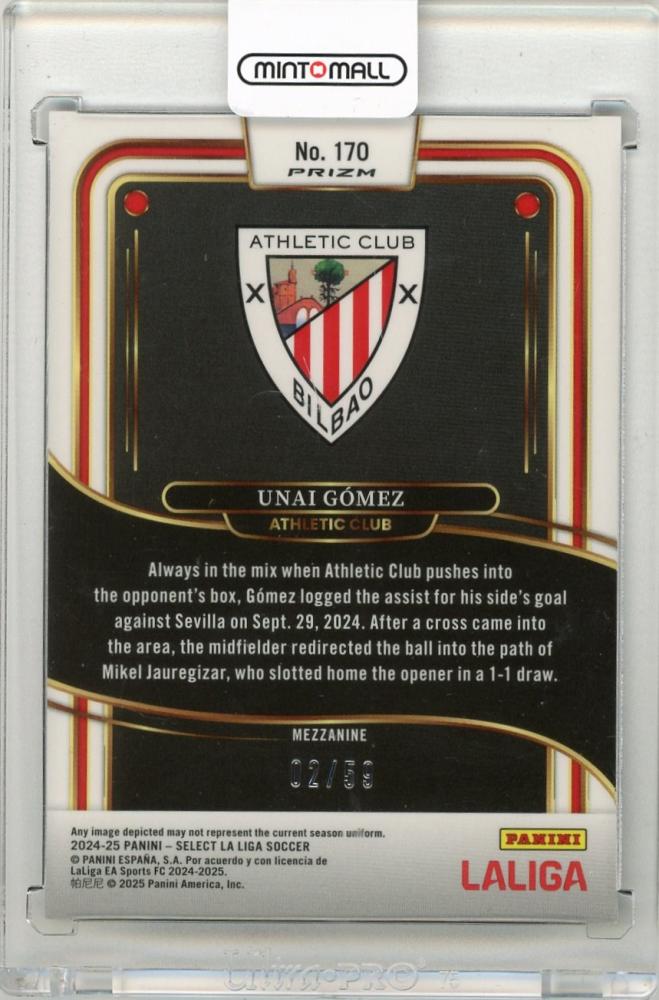 2024-25 PANINI Select La Liga Unai Gomez Bronze Checker #17002/59 Athletic Club