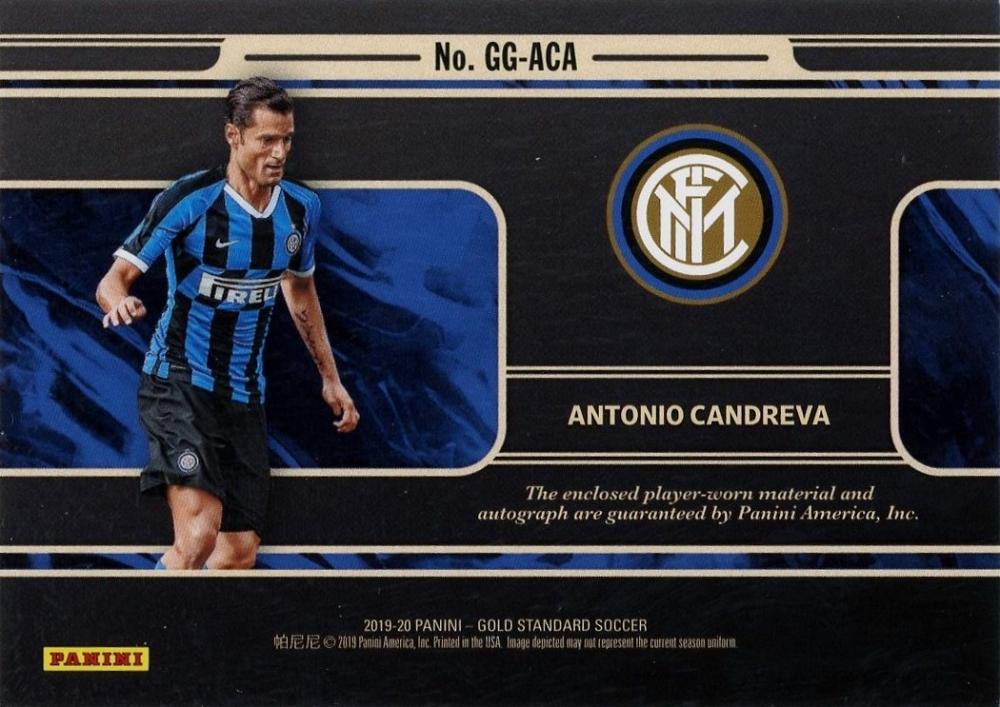 2019-20 Panini FIFA Gold Standard Antonio Candreva autographed memorabilia card numbered 38 out of 79