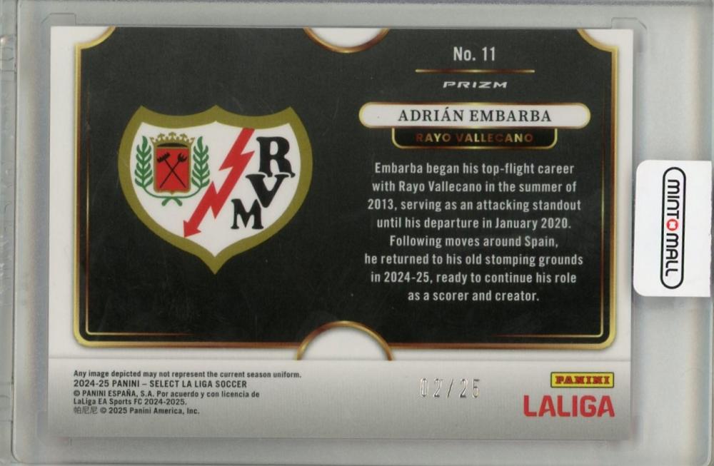 2024-25 PANINI SELECT Adrian Embarba PINK Snapshots #1102/25 Rayo Vallecano