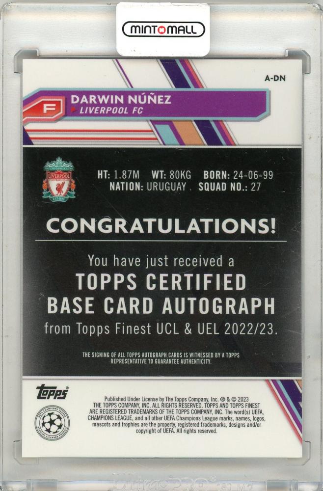 2022-23 Topps Finest UCL Darwin Nunez Orange 05/25