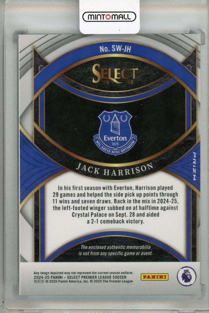 2024-25 PANINI SELECT PREMIER LEAGUE Jack Harrison patch #SW-JH Everton