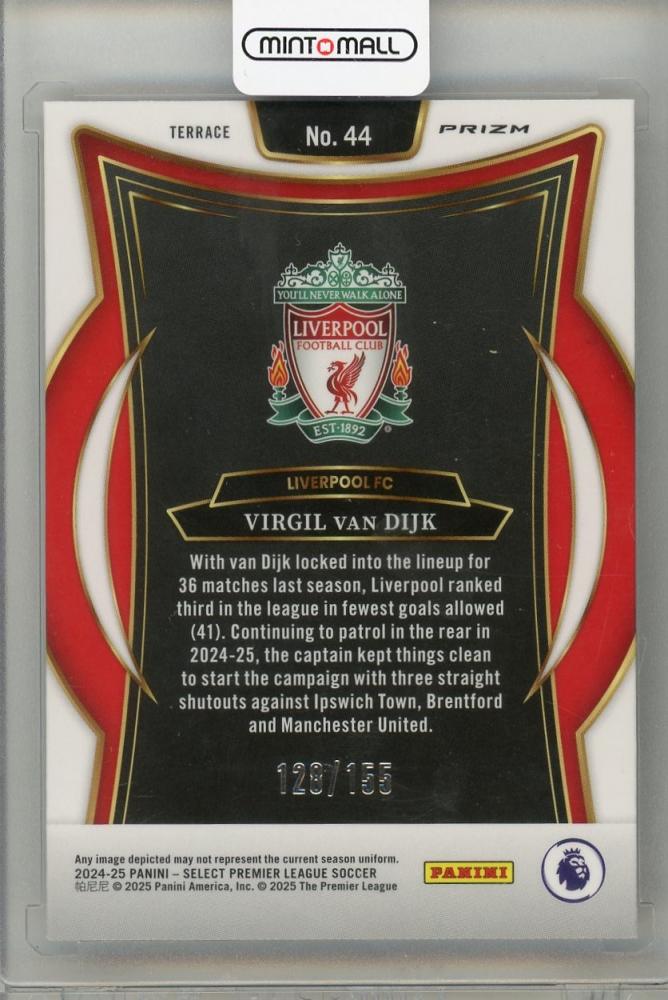 2024-25 PANINI SELECT PREMIER LEAGUE Virgil Van Dijk Orange Ice #44128/155 Liverpool