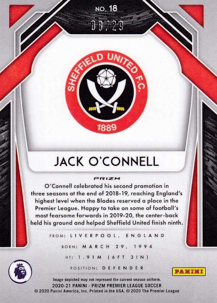 2020-21 Panini Prizm Premier League Choice Sheffield United Jack O trading card