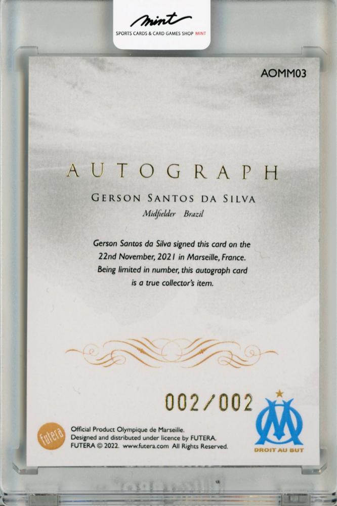 2022 Futera Unique Gerson Santos Da Silva Autographs trading card serial number 002 of 002