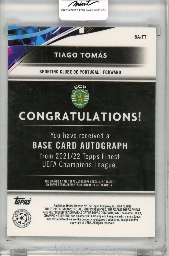2022 Topps Finest Uefa Champions League Tiago Tomas Autographs