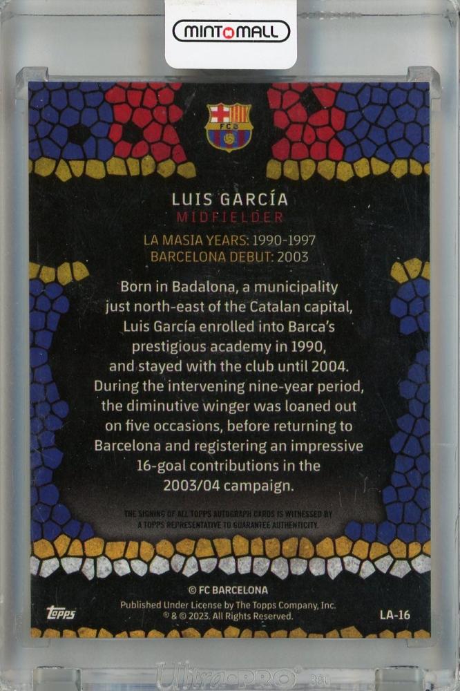 2022-23 FC Barcelona Topps Chrome Luis Garcia Made in La Masia Autograph #LA-16 FC Barcelona