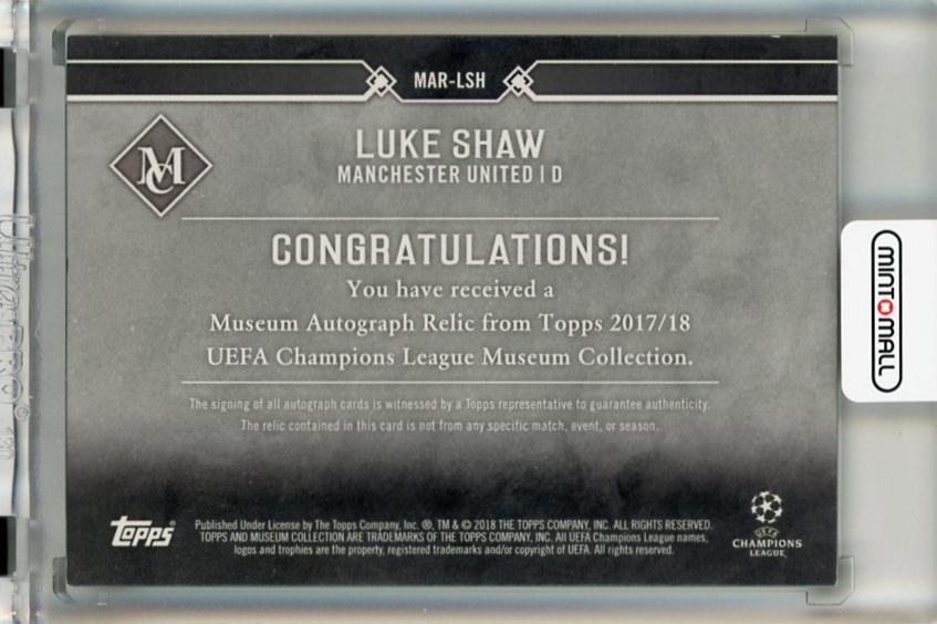 2017-18 Topps Museum Collection UEFA Champions League Luke Shaw Museum Autograph Relics Ruby #MARLSH01/25