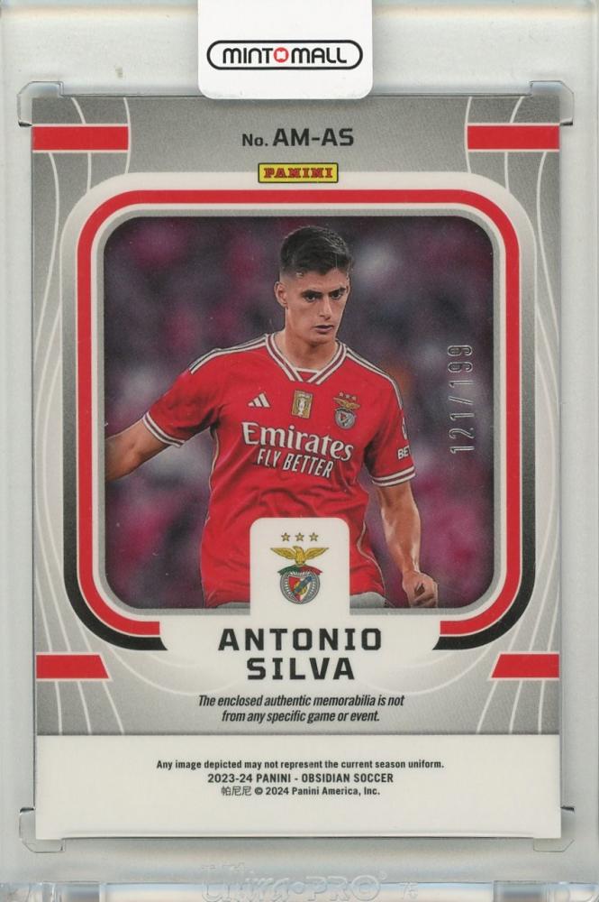2023-24 PANINI Obsidian Soccer Antonio Silva Atomic Material #34121/199 SL Benfica
