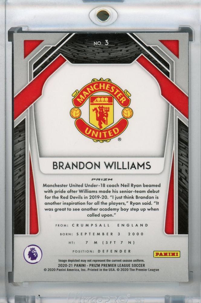 2020-21 Panini Prizm Premier League Brandon Williams Manchester United Silver Base trading card