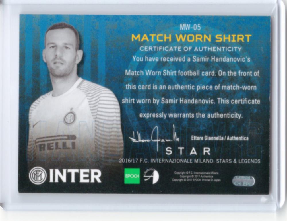 2016/17 EPOCH AUTHENTICA Inter Stars Legends Samir Handanovic match worn shirt numbered 13 of 15