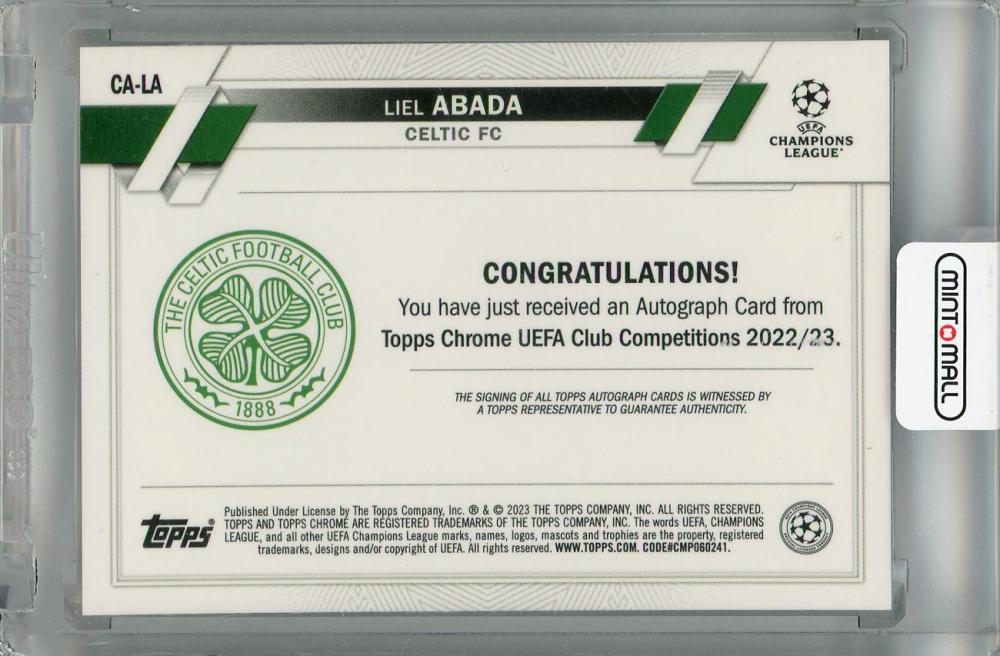 2022-23 Topps Chrome UEFA Club Competitions Liel Abada Chrome Autographs #CA-LA Celtic FC