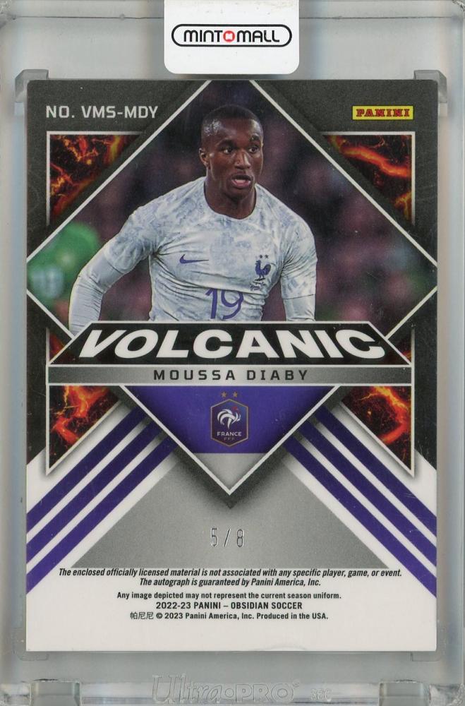 2022-23 Panini Obsidian Moussa Diaby Volcanic Material Signatures Red Flood #13 *minor stain on back France