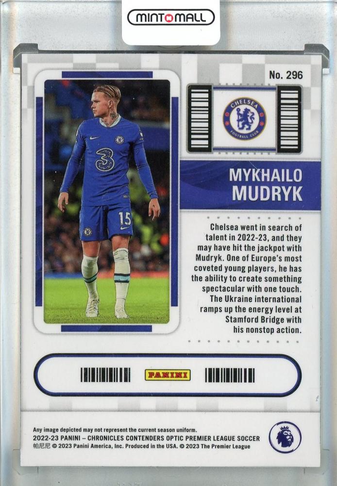 2022-23 Panini Chronicles Contenders Optic Premier League Mykhailo Mudryk RC Rookie #296 Chelsea FC