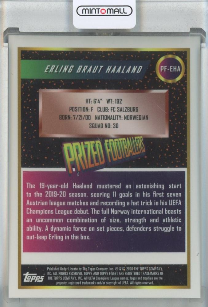 2019-20 Topps Finest UEFA Erling Halland Prized Footballers #PFEHA FC Zalzburg