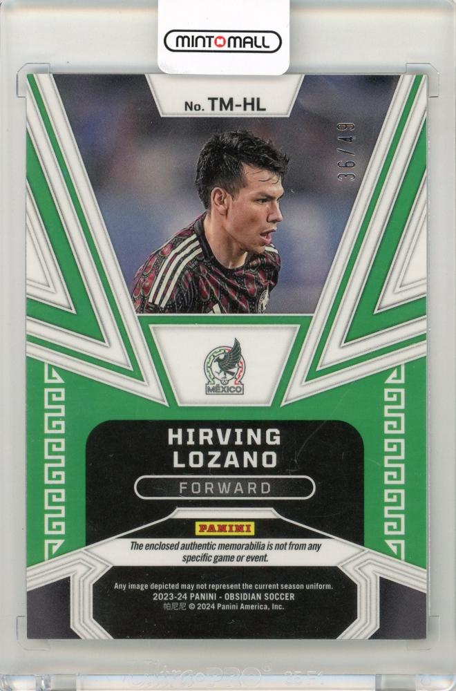 2023-24 Panini Obsidian Soccer Hirving Lozano Trifecta Material Electric Etch Red Pulsar36/49 Mexico