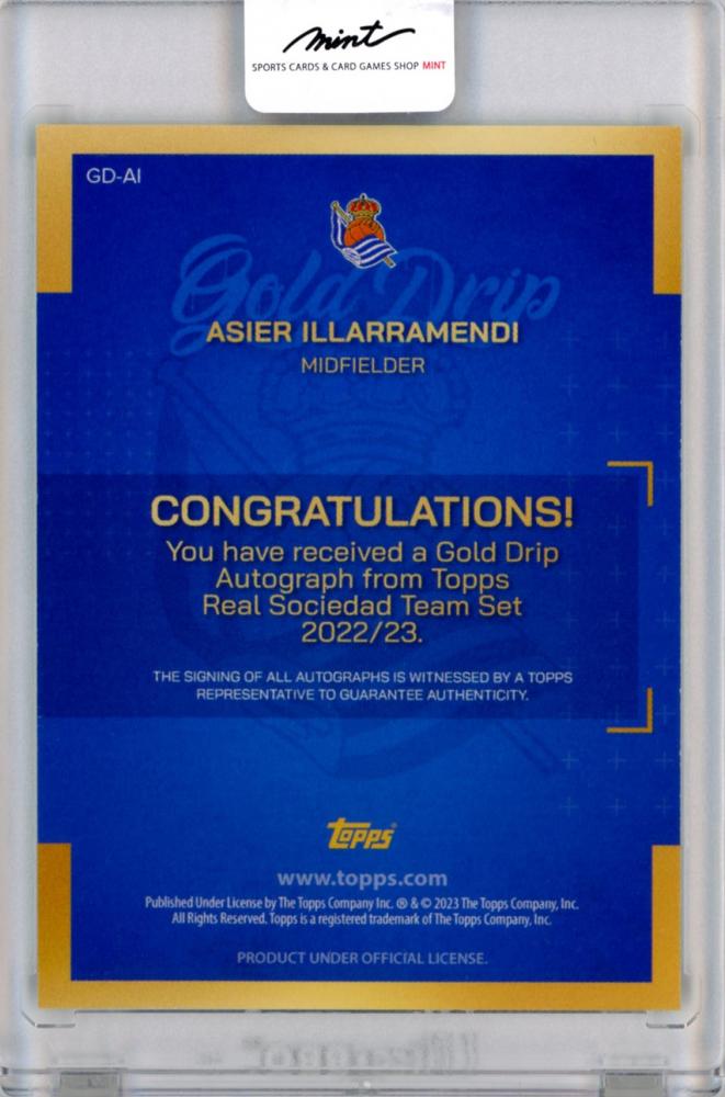 2022-23 Topps Real Sociedad Team Set Asier Illarramendi Autographs *handwritten autograph card
