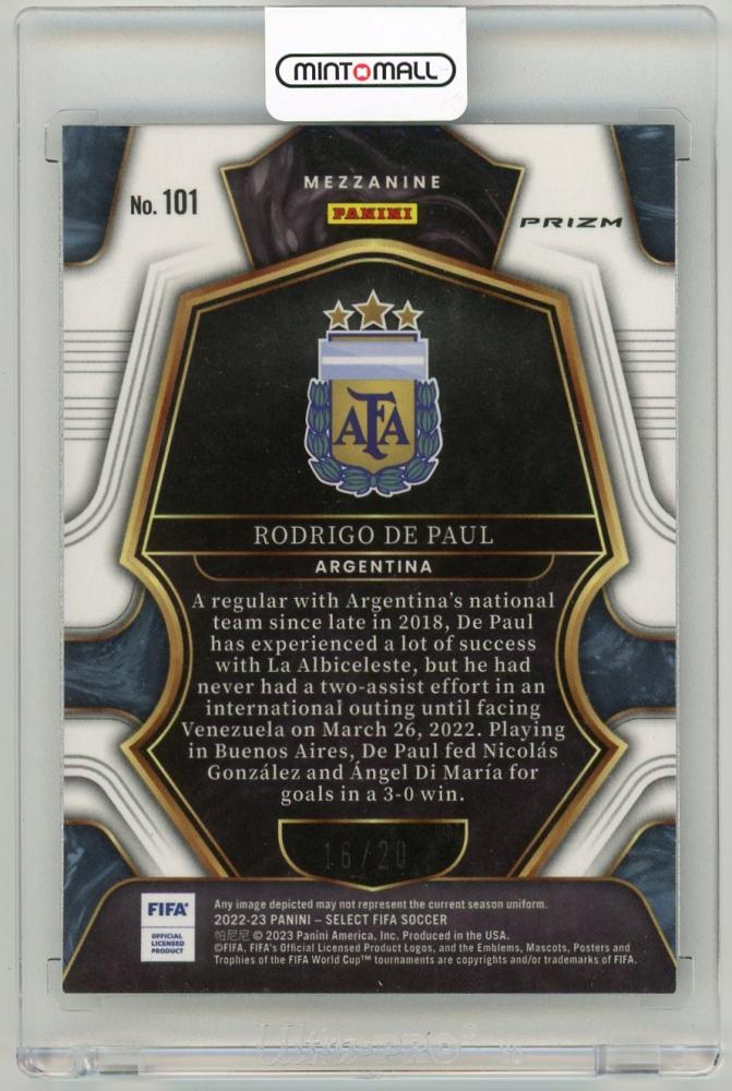 2022-23 Panini Select FIFA Rodrigo de Paul Mezzanine White Parallels16/20 Argentina