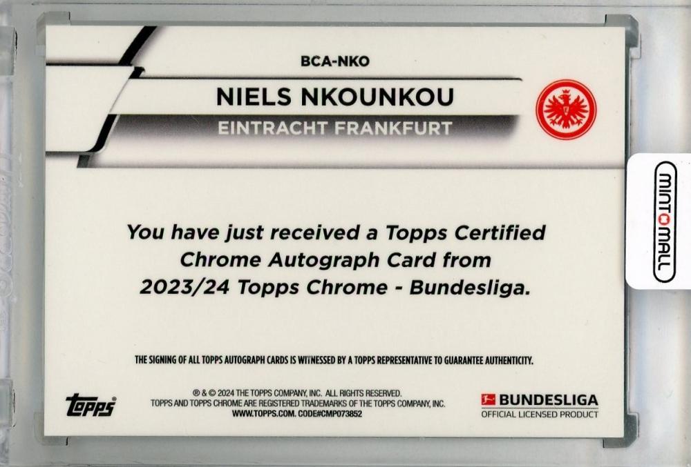 2023-24 TOPPS Chrome Bundesliga Niels Nkounkou Autographs #BCANKO Eintracht Frankfurt