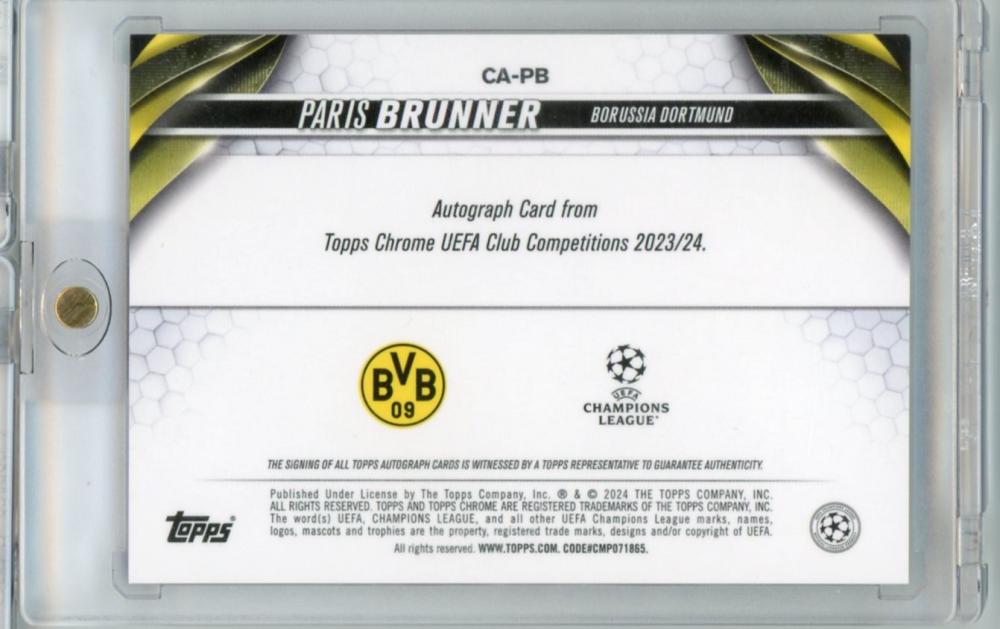 2023-24 Topps Chrome Paris Brunner Autographed Card 047/250 Borussia Dortmund