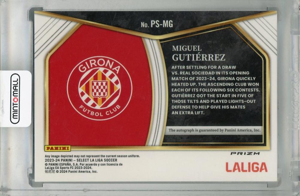 2023-24 Panini Select La Liga Miguel Gutierrez Pitchside Signatures Peacock #6 Auto Girona FC