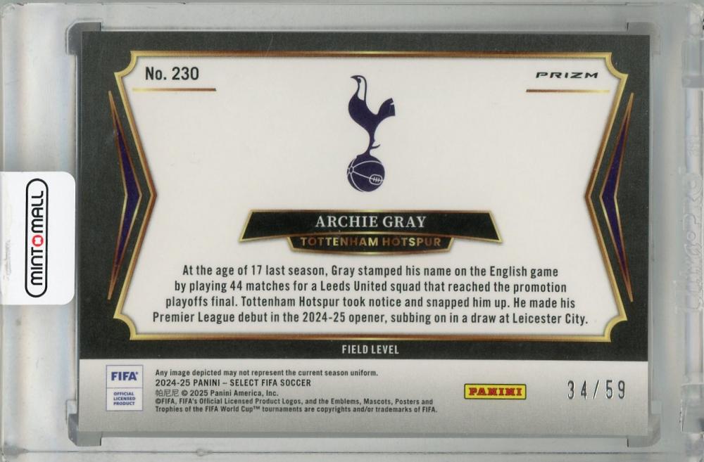 2024-25 Panini Select Fifa Archie Gray Pink #230 ※Surface scratches RC34/59 Tottenham Hotspur