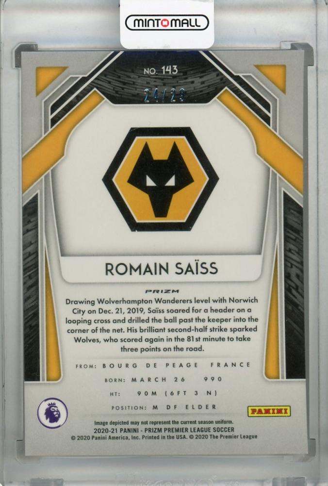 2020-21 Panini Prizm Premier League Choice Romain Saiss Base Red parallel card number 24 out of 29