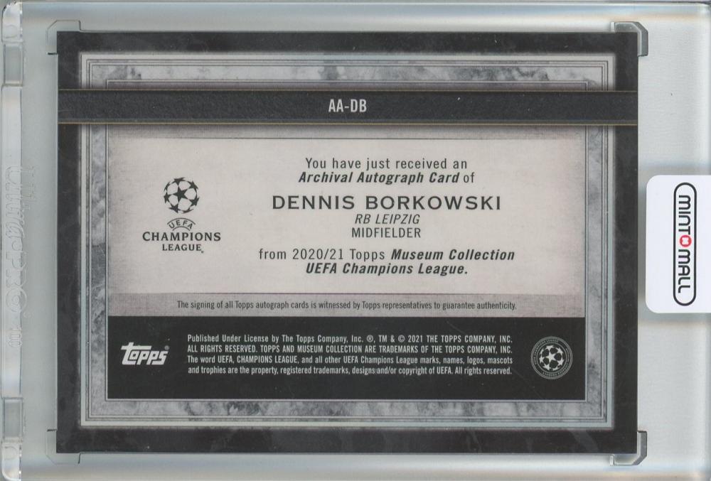 2020-21 Topps UEFA Champions League Museum Collection Dennis Borkowski Archival Autograph/Gold/#AA-DB27/50 RB Leipzig