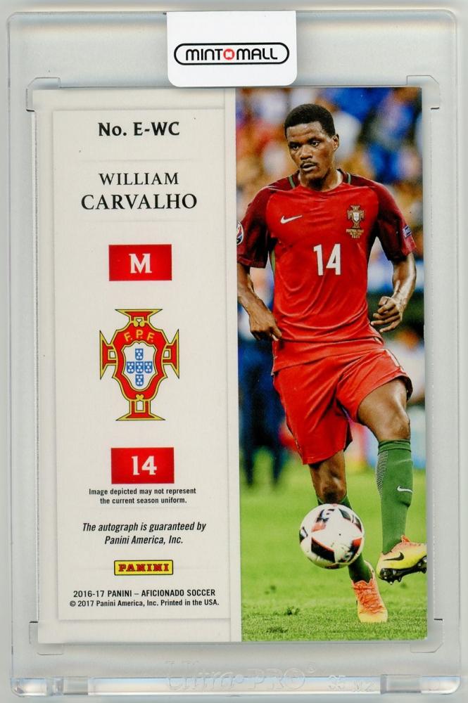 2016-17 PANINI Aficionado Endorsements Autograph trading card of William Carvalho numbered 73 out of 149