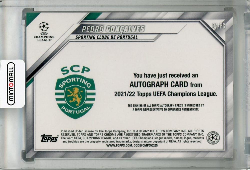 2021-22 Topps Chrome UEFA Champions League Pedro Goncalves Sporting Clube De Portugal Chrome Autographs rookie card