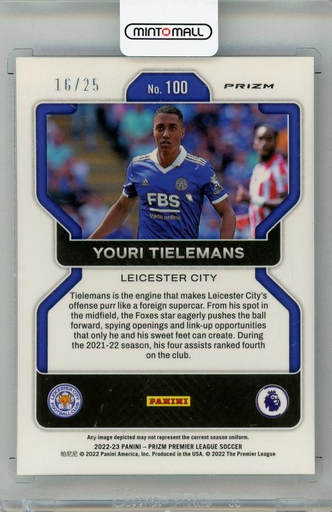 2022-23 PANINI Prizm English Premier League Youri Tielemans Prizms Breakaway Purple #10016/25 Leicester City