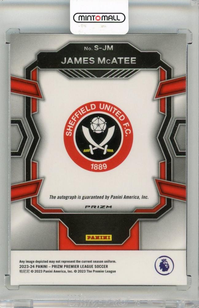 2023-24 PANINI Prizm English Premier League James McAtee Signatures Prizms Green Pulsar #27 Sheffield United