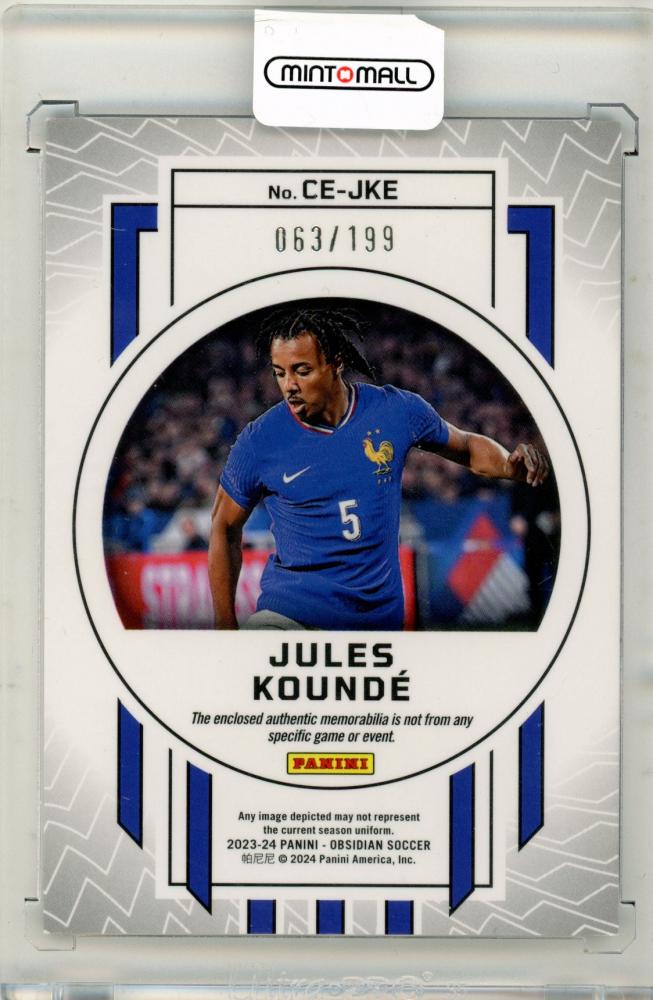 2023-24 Paninii Obsidian Soccer Jules Kounde Relic 063/199