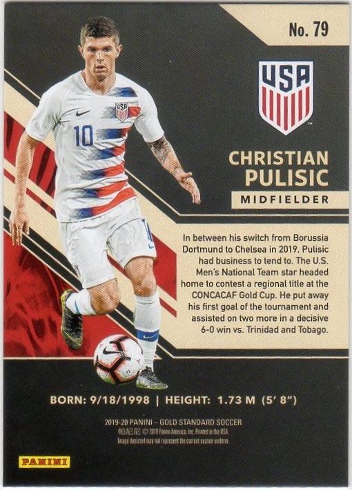 2019-20 Panini Gold Standard Christian Pulisic trading card number 79 numbered 120 out of 129