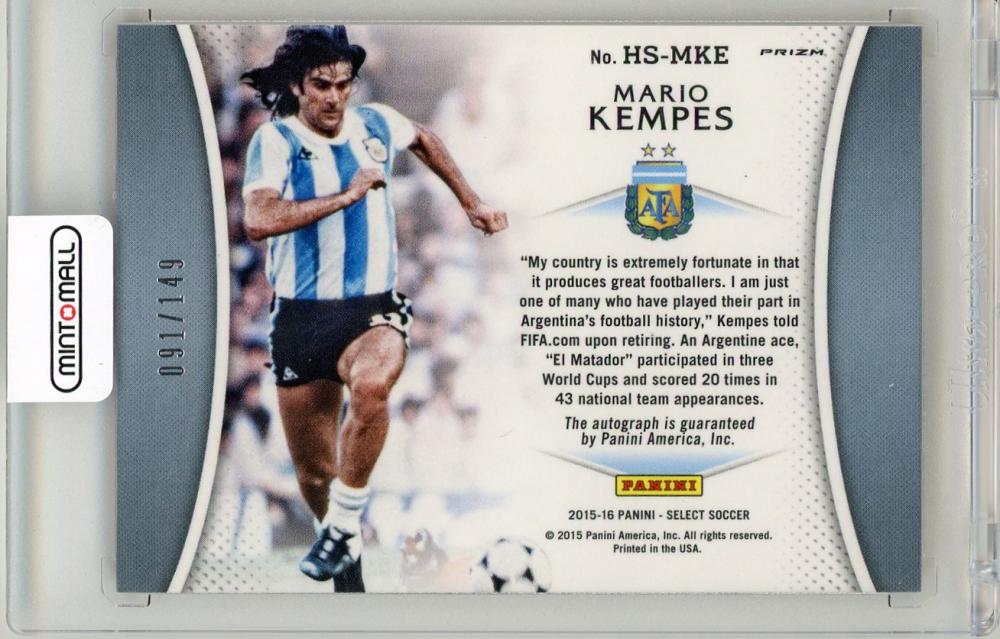2015 Panini Select Mario Kempes Historic Signatures91/149 Argentina