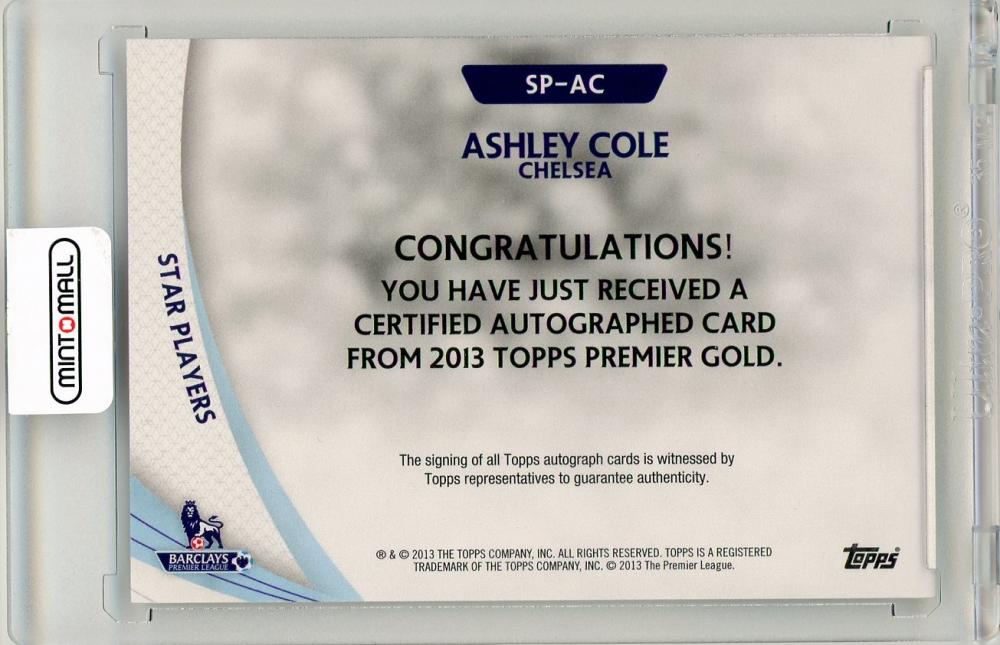 2013-14 Topps Premier Gold Ashley Cole AutographsSP-AC Chelsea FC