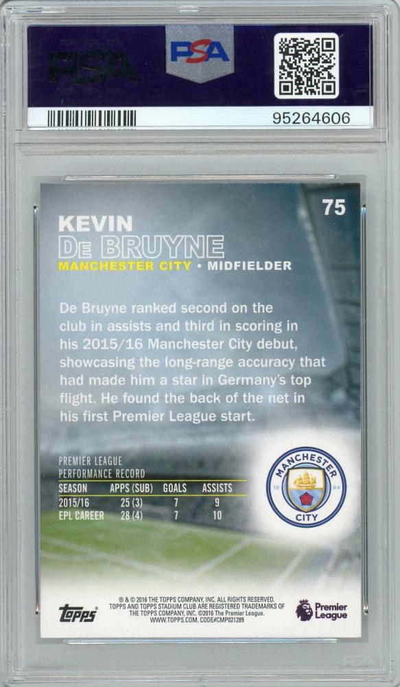 2016 Topps Stadium Club Premier League Kevin De Bruyne ROOKIEPSA10 Manchester City