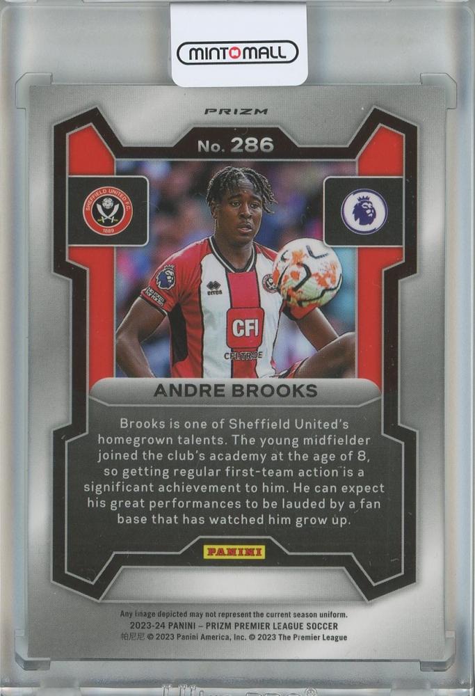 2023-24 Panini Prizm English Premier League Andre Brooks Prizms Snakeskin #286 Sheffield United