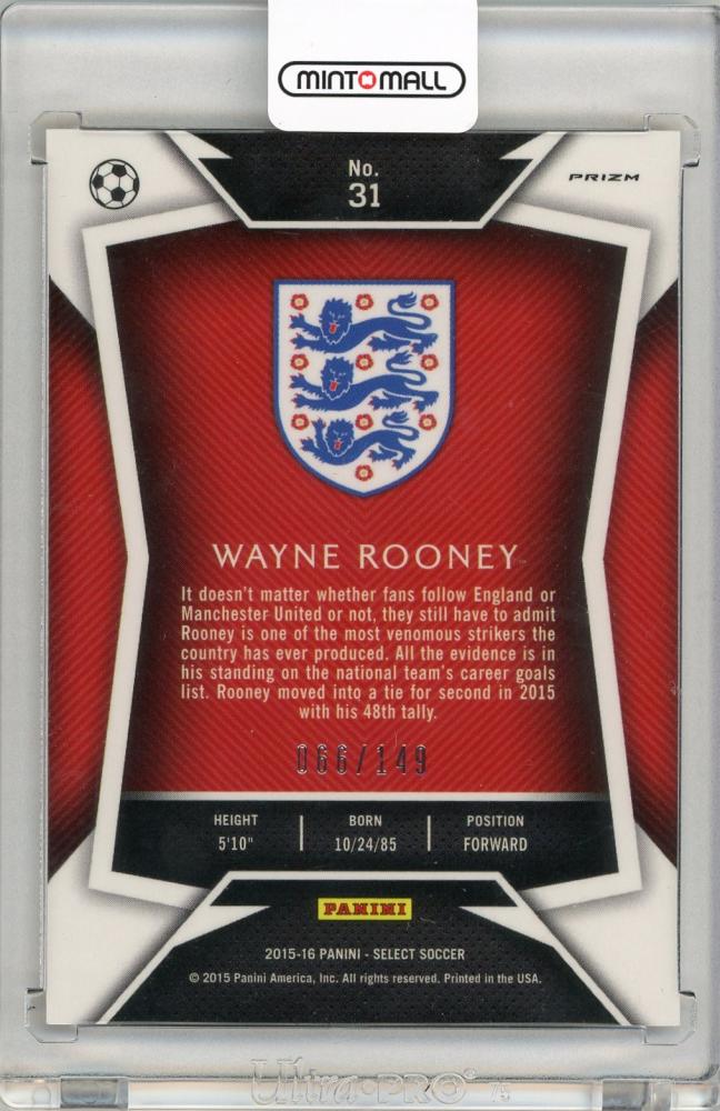 2015-16 Panini Select Soccer Wayne Rooney Orange Prizm066/140 England