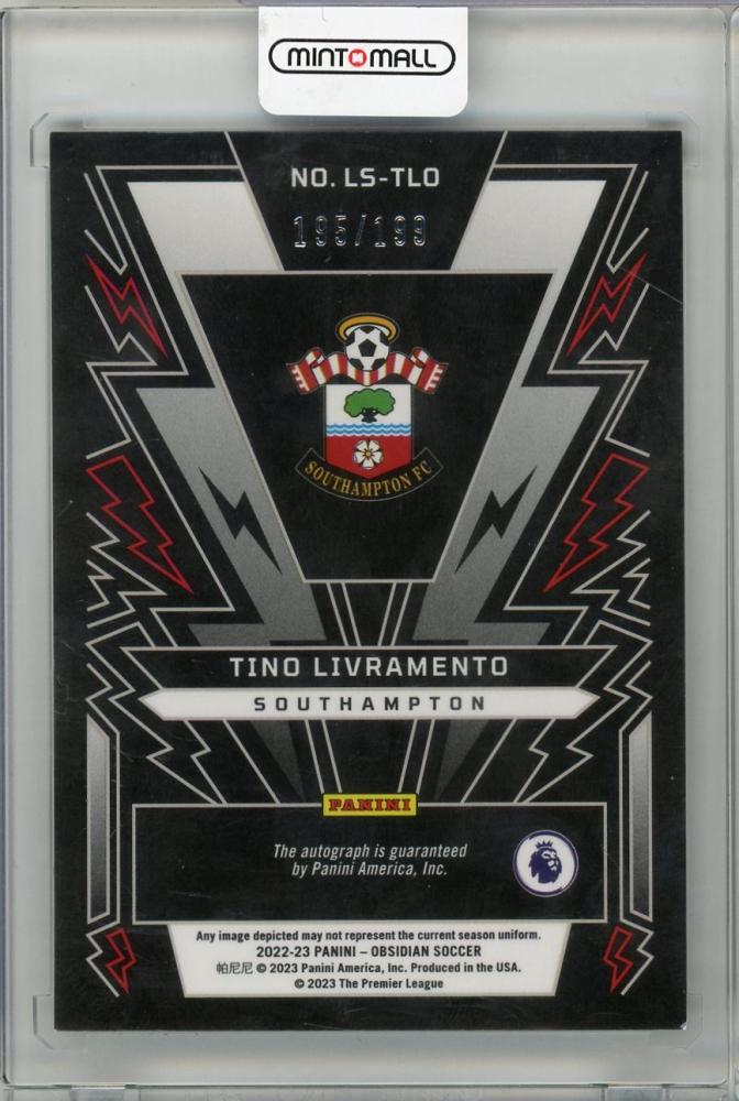 2022-23 PANINI OBISIDIAN Tino Livramento Auto #LS-TLO195/199 Southampton