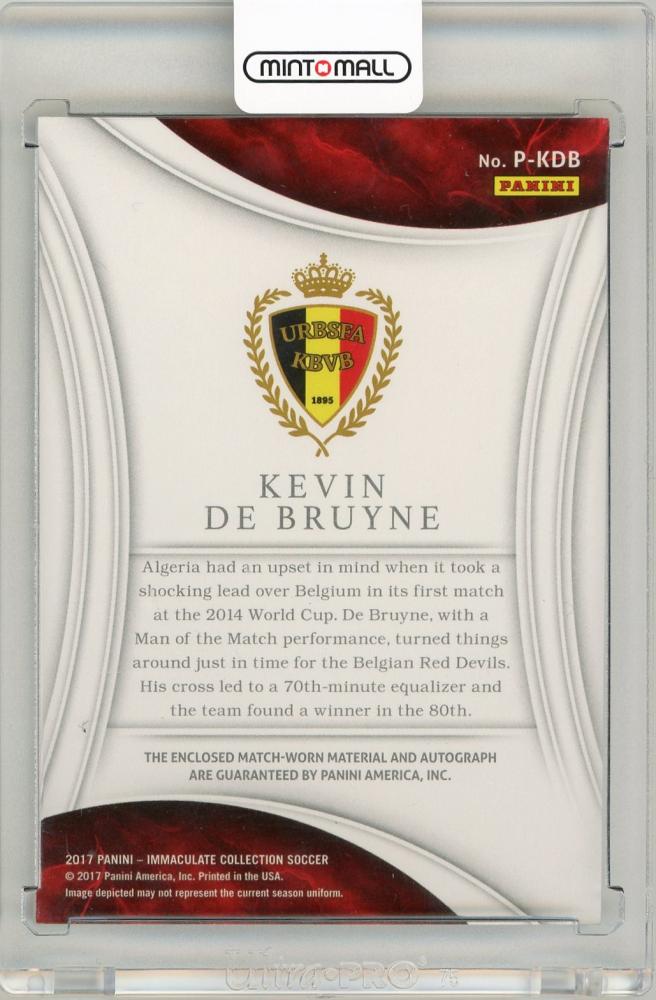 2017 Panini Immaculate Collection Soccer Kevin De Bruyne Patch Autographs 05/65 Belgium