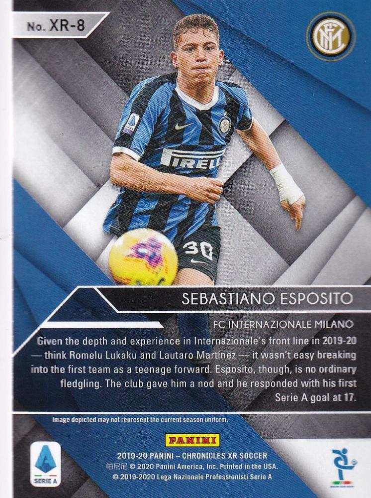 2019-20 Panini Chronicles football trading card featuring Sebastiano Esposito of FC Internazionale Milano XR Rookies