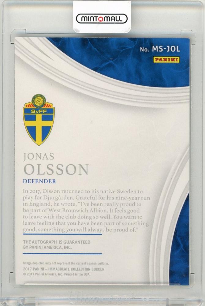 2017 Panini Immaculate Collection Jonas Olsson Marquee Signatures Sapphire Parallels13/35 Sweden