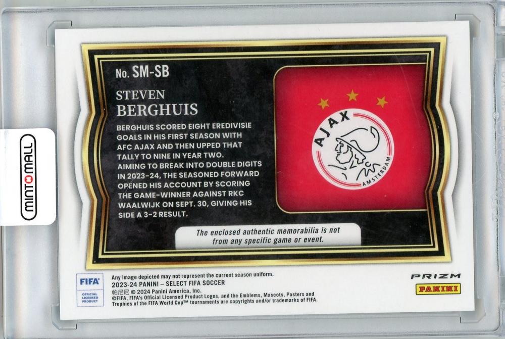 2023-2024 PANINI SELECT FIFA STEVEN BERGHUIS Jersey Ajax Amsterdam