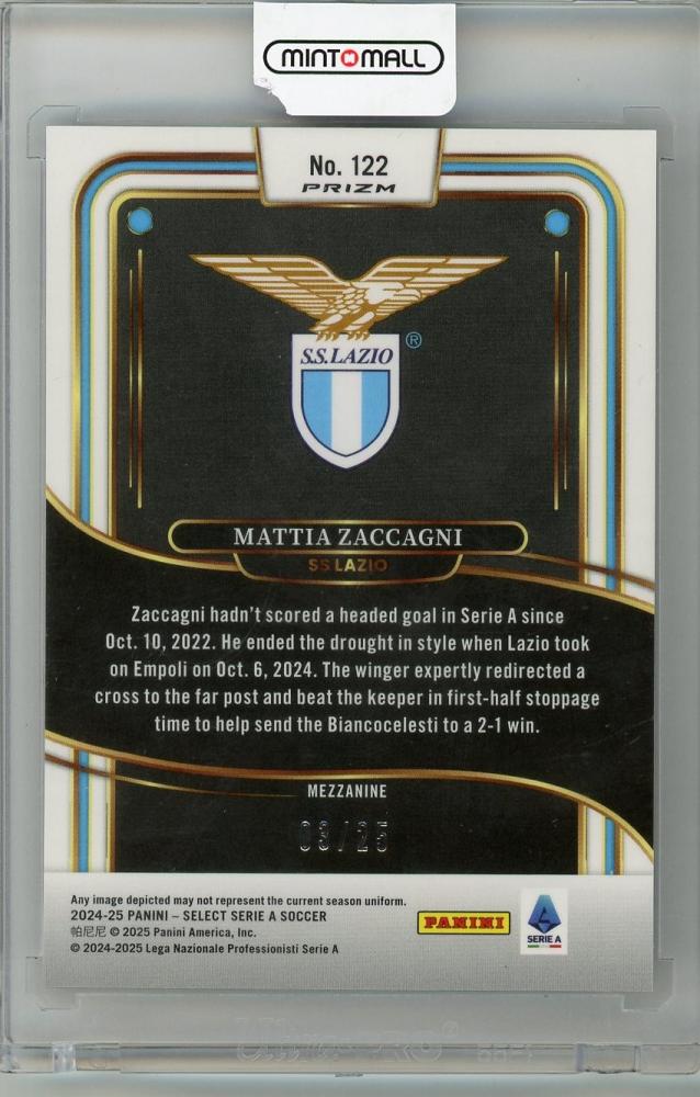 2024-2025 PANINI SELECT SERIE A Mattia Zaccagni #12203/25 SS LAZIO