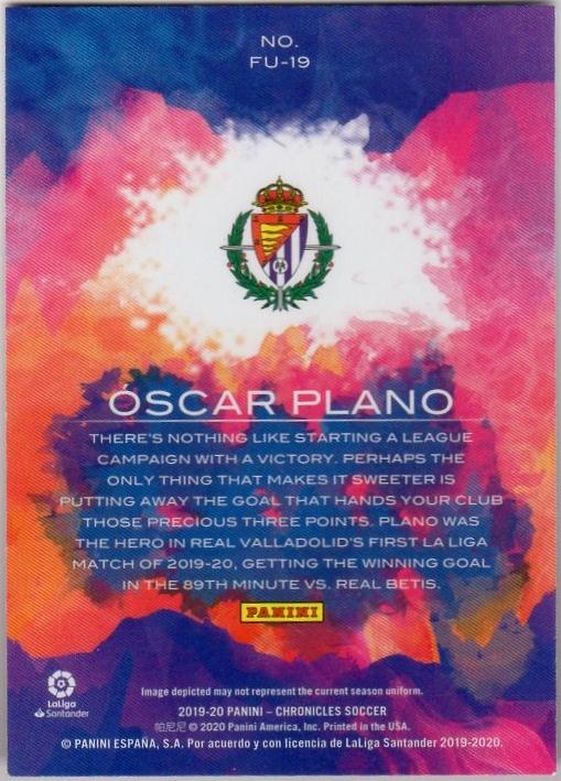 2019-20 Panini Chronicles Oscar Plano trading card numbered FU-19 from the Chronicles series
