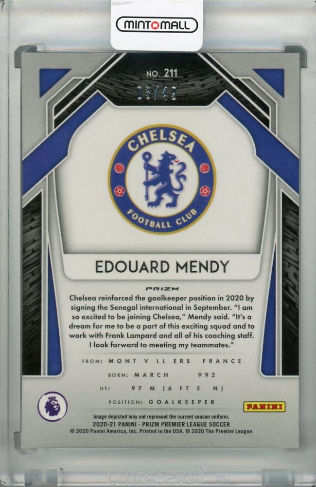 2020-21 Panini Prizm Premier League Breakaway Chelsea FC Edouard Mendy Base Teal parallel card 03 out of 49