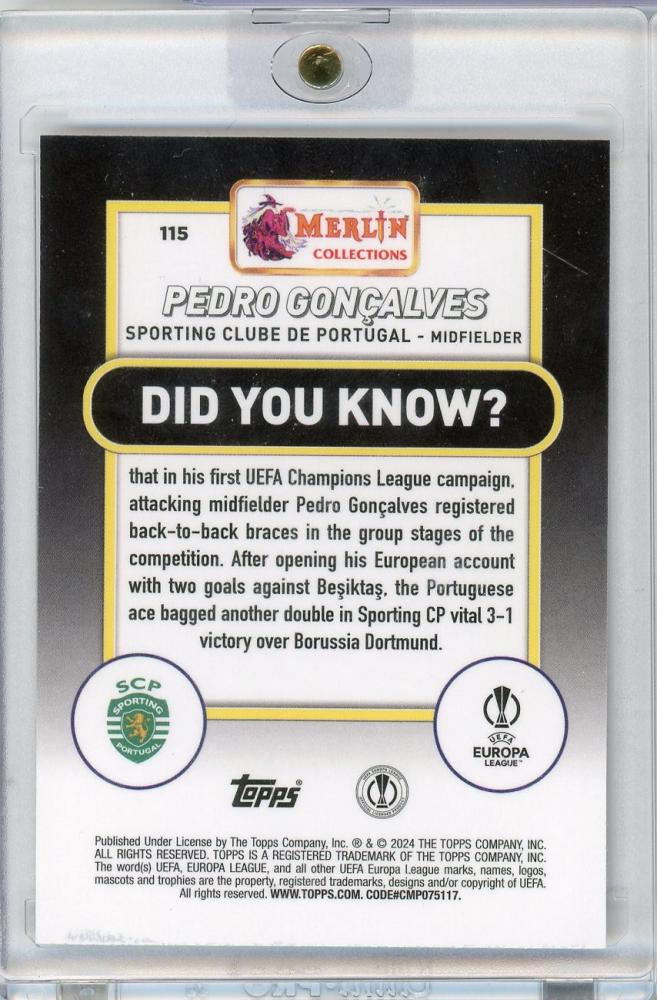 2023-24 Topps MERLIN Pedro Goncalves 167/299 Sporting Clube De Portugal